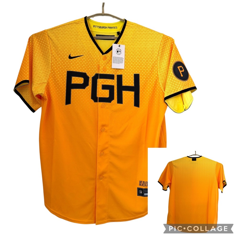 Nike Pittsburgh Pirates City Connect MLB Jersey Large‎ Gold Black T770-01O1 NEW